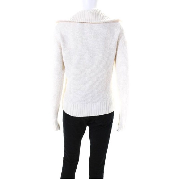 Veronica Beard Brogen Long Sleeves Collared Sweater White Cotton Size Small - Picture 4 of 5